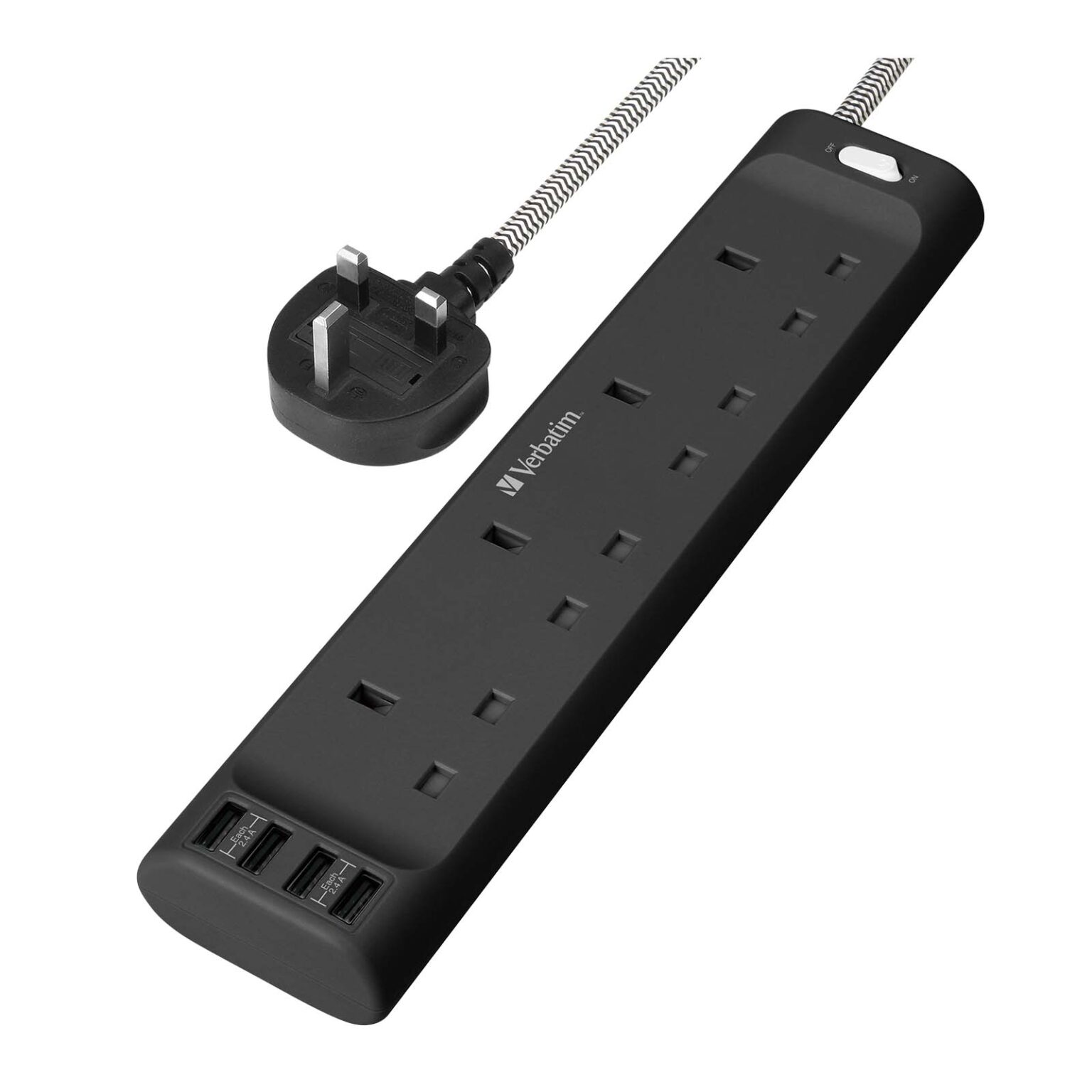4 AC Outlets & 4 USBA Ports Power Strip Verbatim Hong Kong