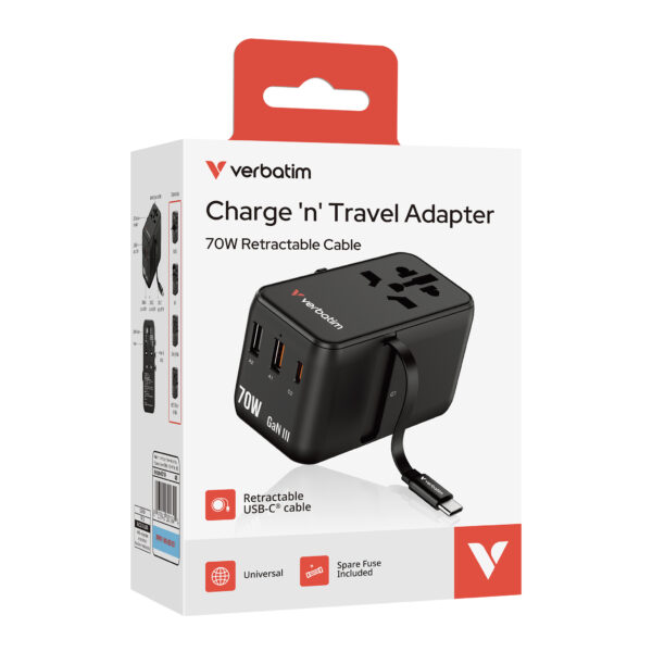 Charge 'n' Travel Adapter 70W with Retractable Cable - Image 8