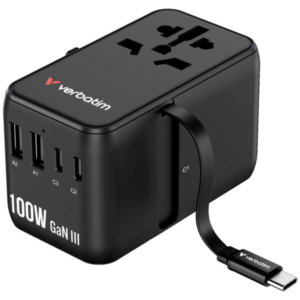 Charge 'n' Travel Adapter 100W with Retractable Cable