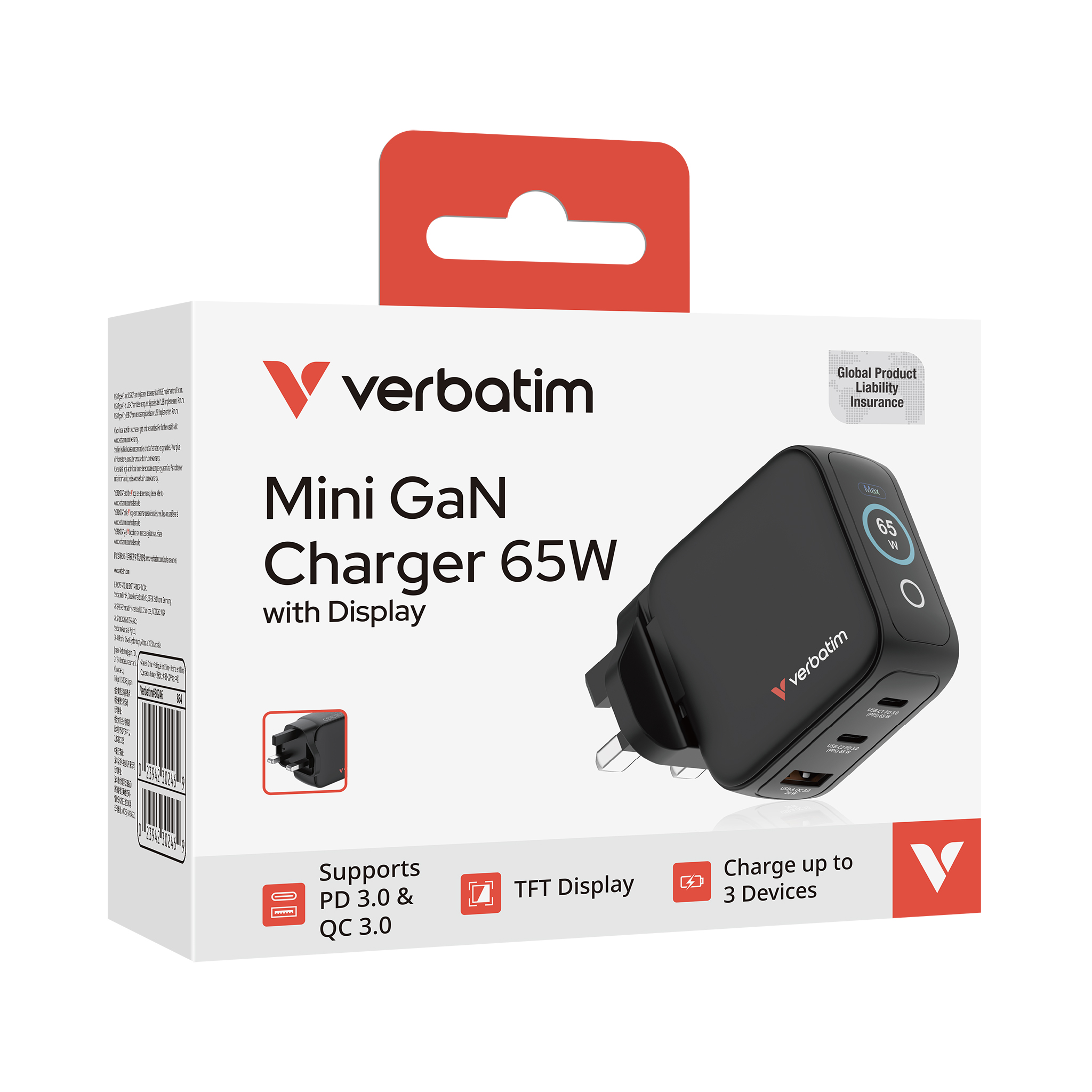 65W Mini GaN Wall Chargers with Display UK Plug - Image 9