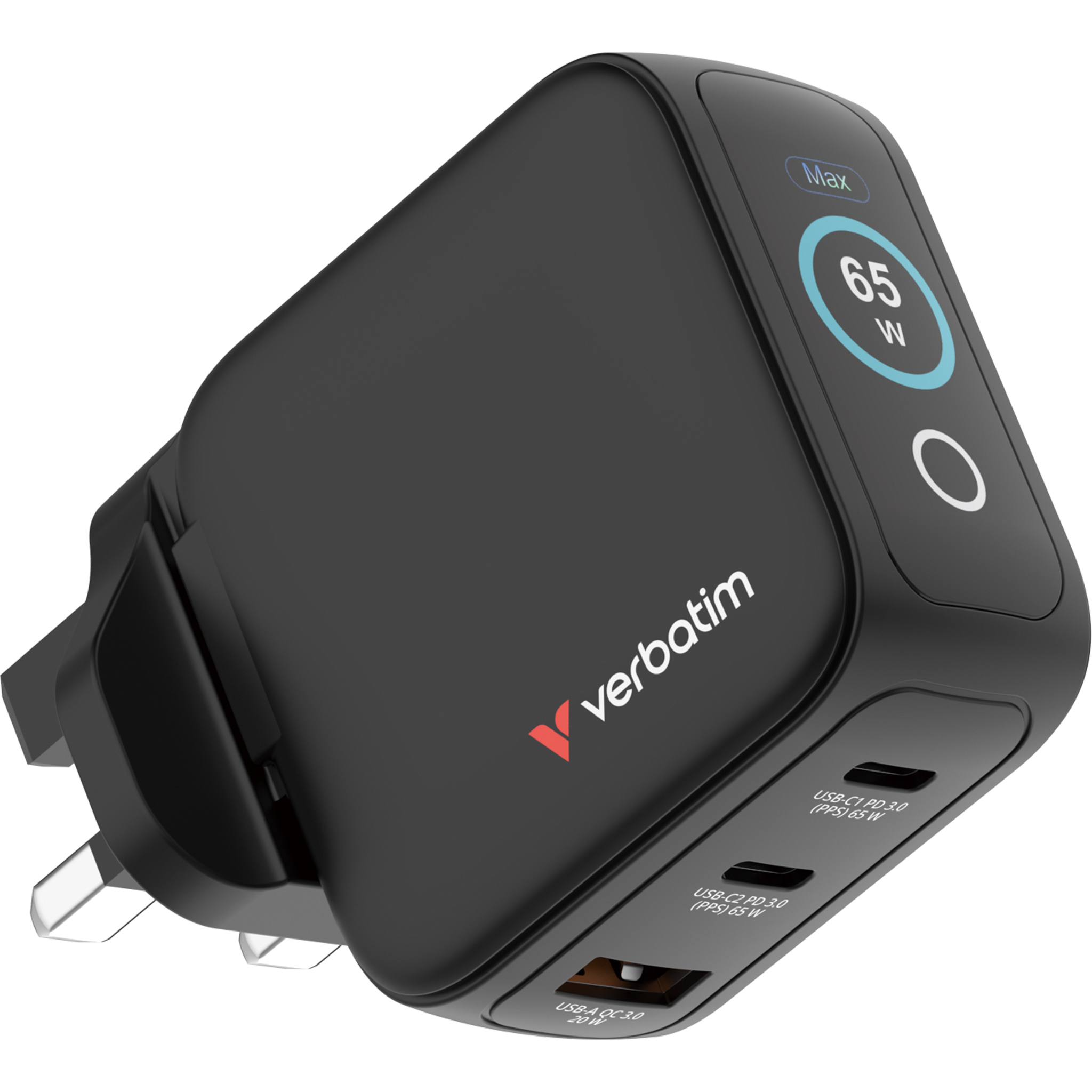 65W Mini GaN Wall Chargers with Display UK Plug