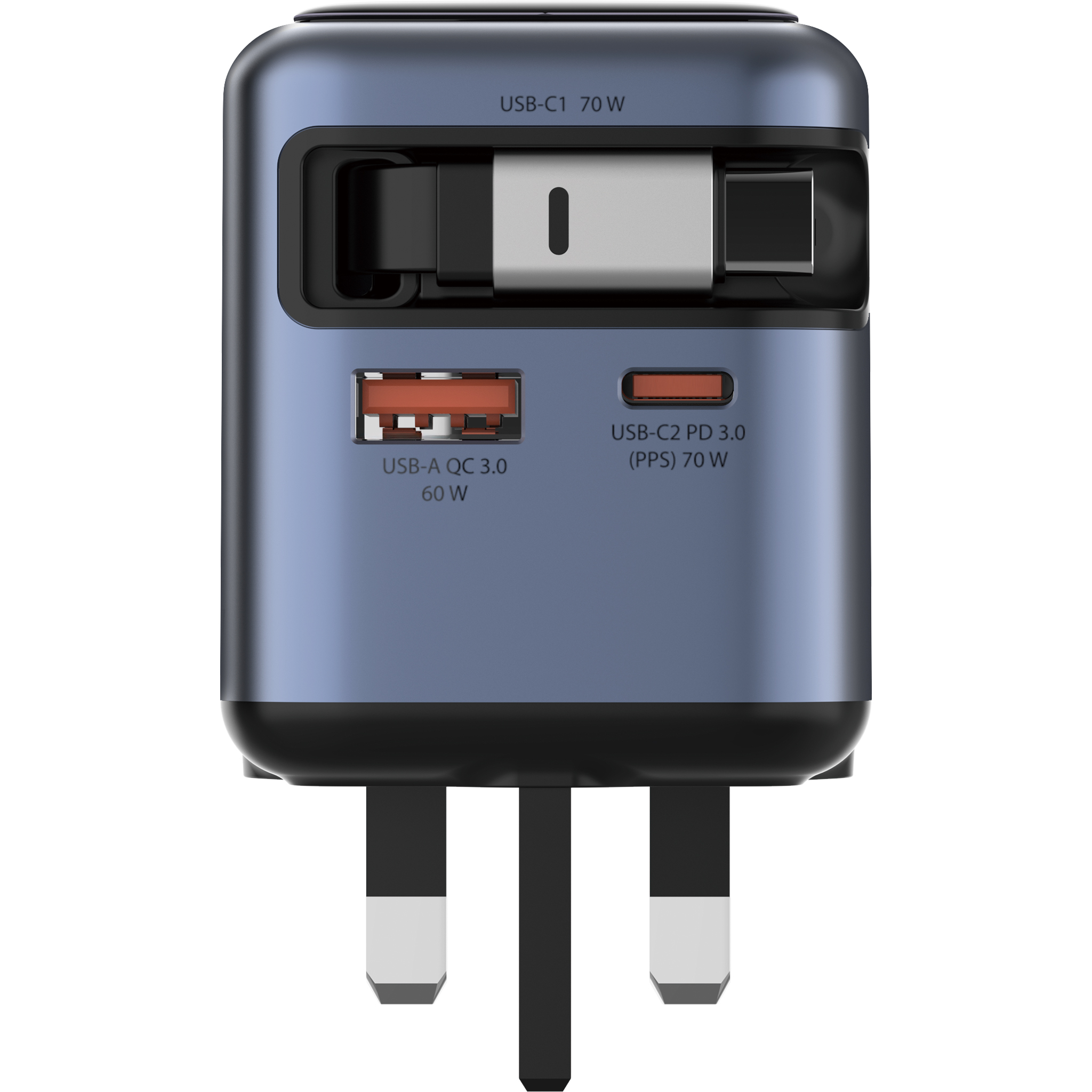 70W Mini GaN Charger with Retractable Cable and Display - Image 4