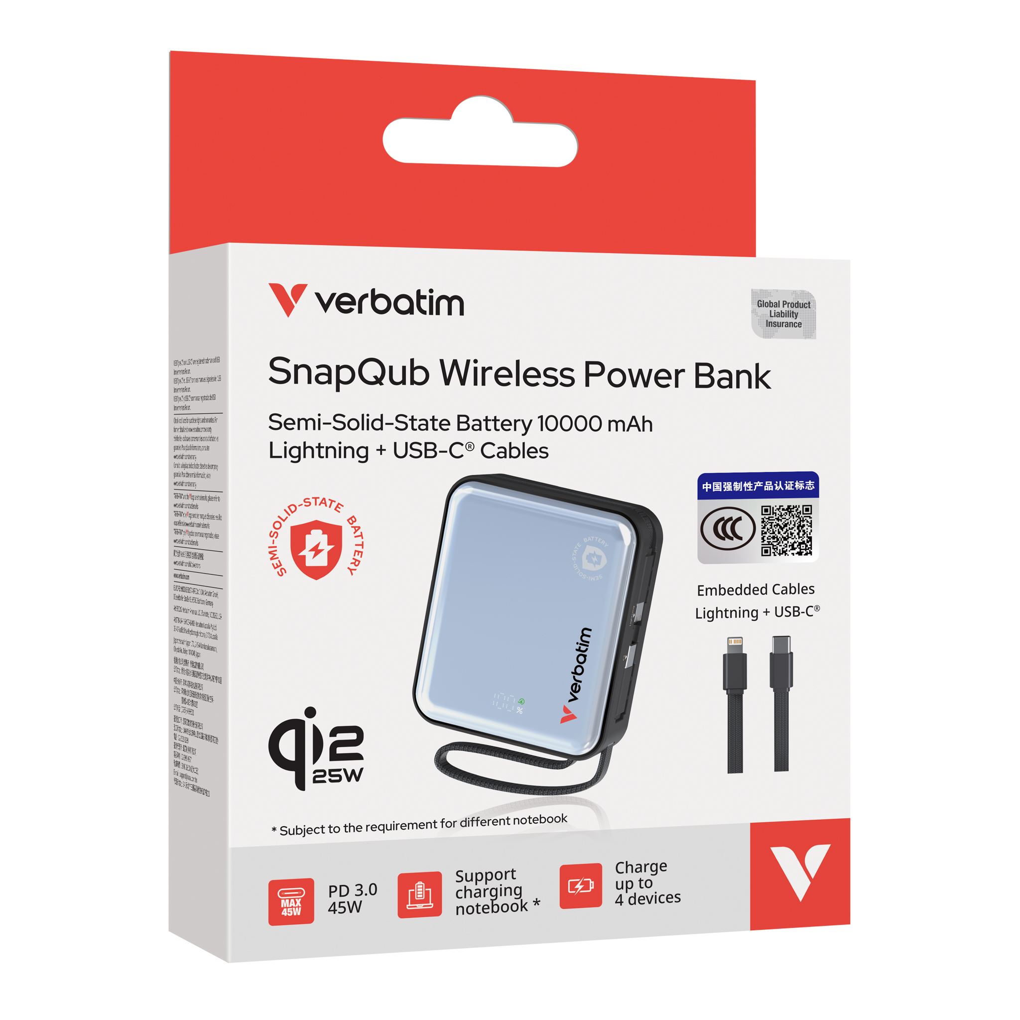 SnapQub 10000mAh Qi2.2 Semi-Solid-State Magnetic Wireless Power Bank, C+L Cables (*3C+QR Code) - Image 11