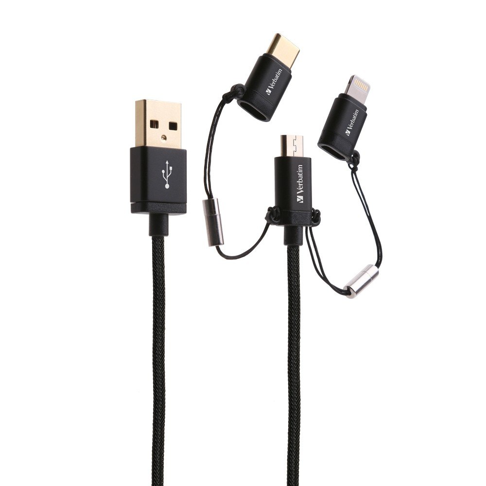 3-in-1 MicroUSB/Lightning/Type C to USB-A Cable (120cm)