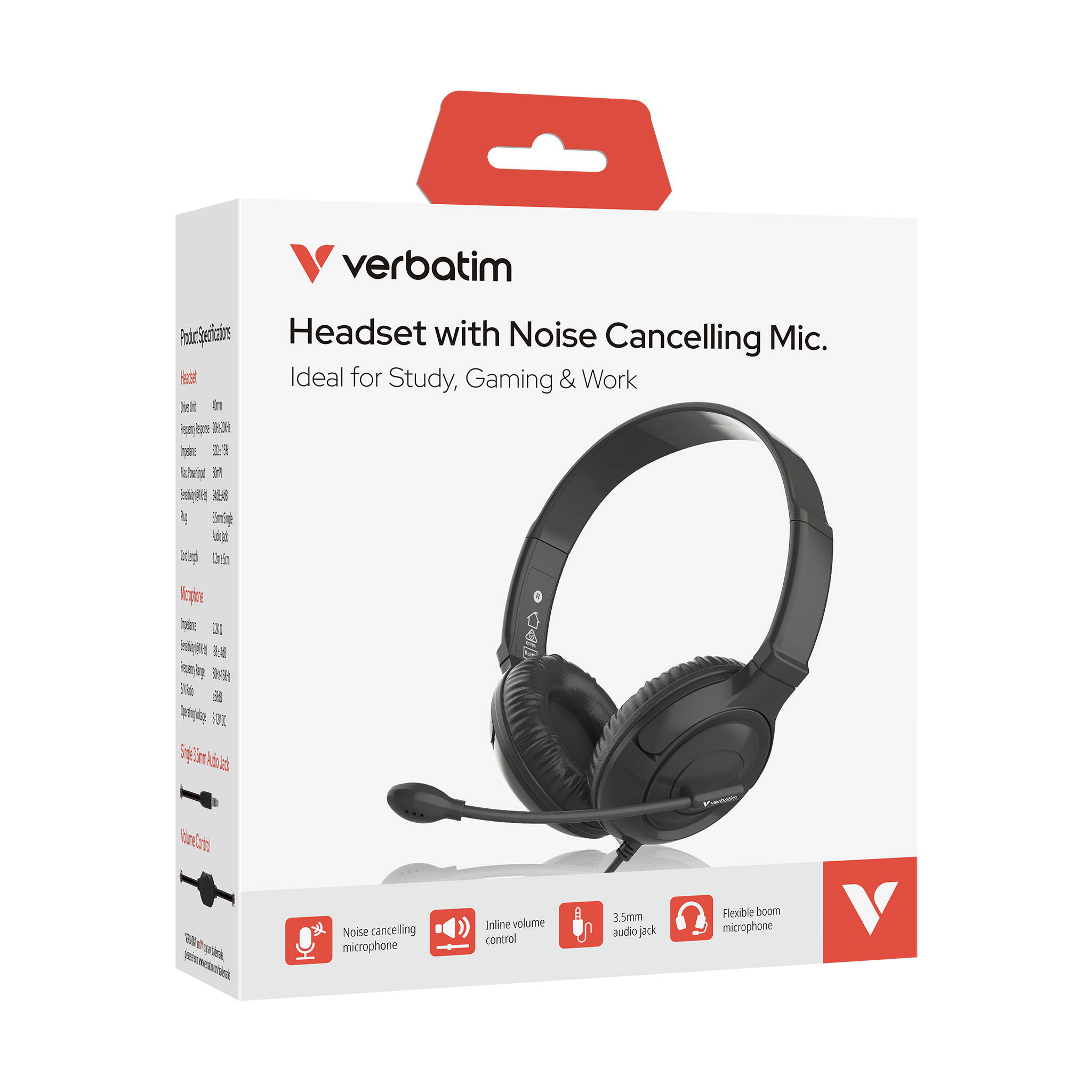 Multimedia Headset with Noise Cancelling Boom Mic - 3.5mm jack - Image 5