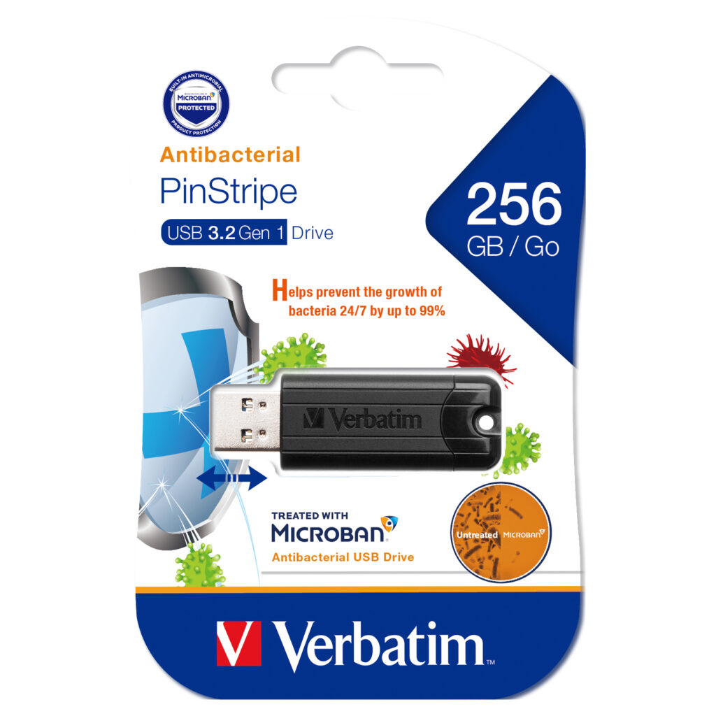 Antibacterial PinStripe USB 3.2 Gen 1 Drive Verbatim Singapore