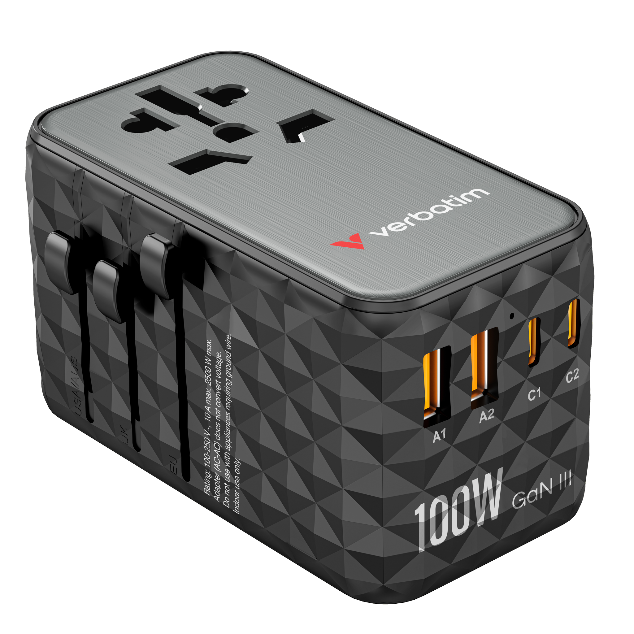 GaN III 4 Port 100W Universal Travel Adapter (UTA-06) - Image 2