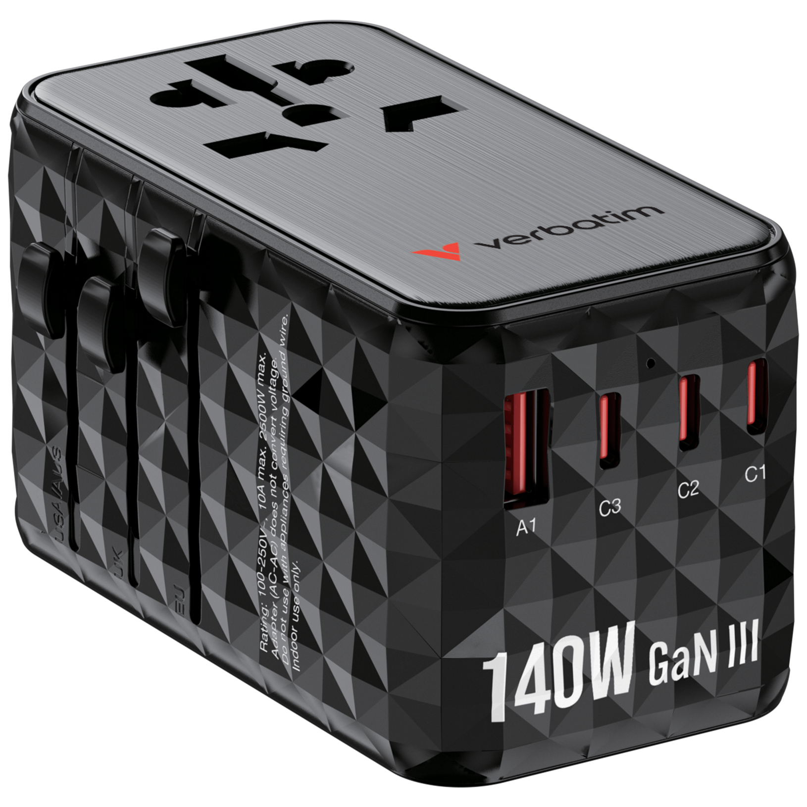 GaN III 4 Port 140W PD 3.1 Universal Travel Adapter (UTA-10)
