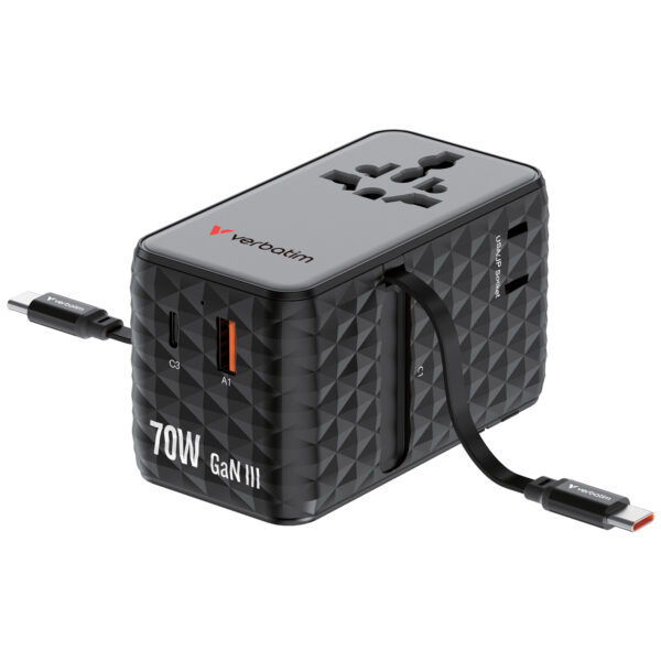 Charge 'n' Travel Diamond 70W Universal Travel Adapter with 2C Cables (CNT-70/2C)
