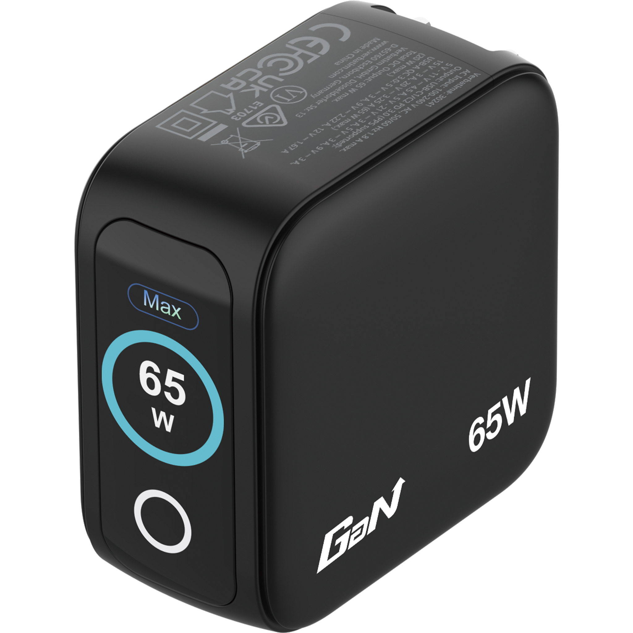 3-Port 65W Mini GaN Charger with Display (US/EU/UK/AU) - Image 2