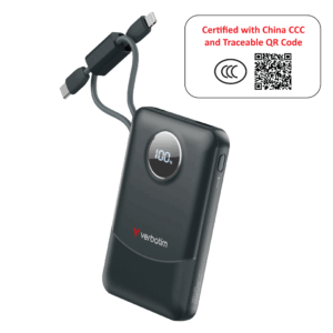 Charge 'n' Go 10000mAh Power Bank with Built-in Cables (C + L) & Display