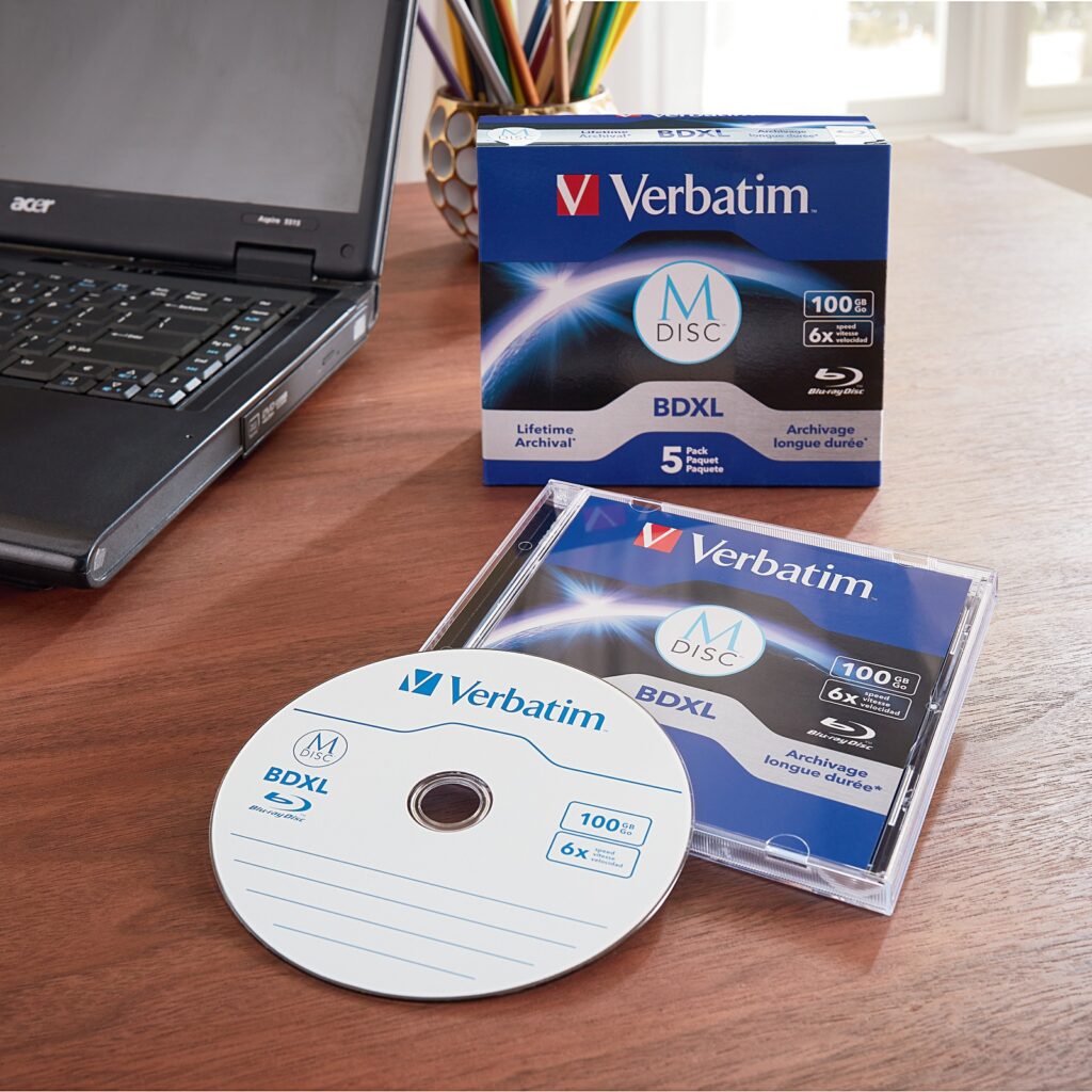 Verbatim M DISC BDXL 100GB 25-Pack - 4X Archival Grade Blu-ray Discs, Thermal Hub Printable