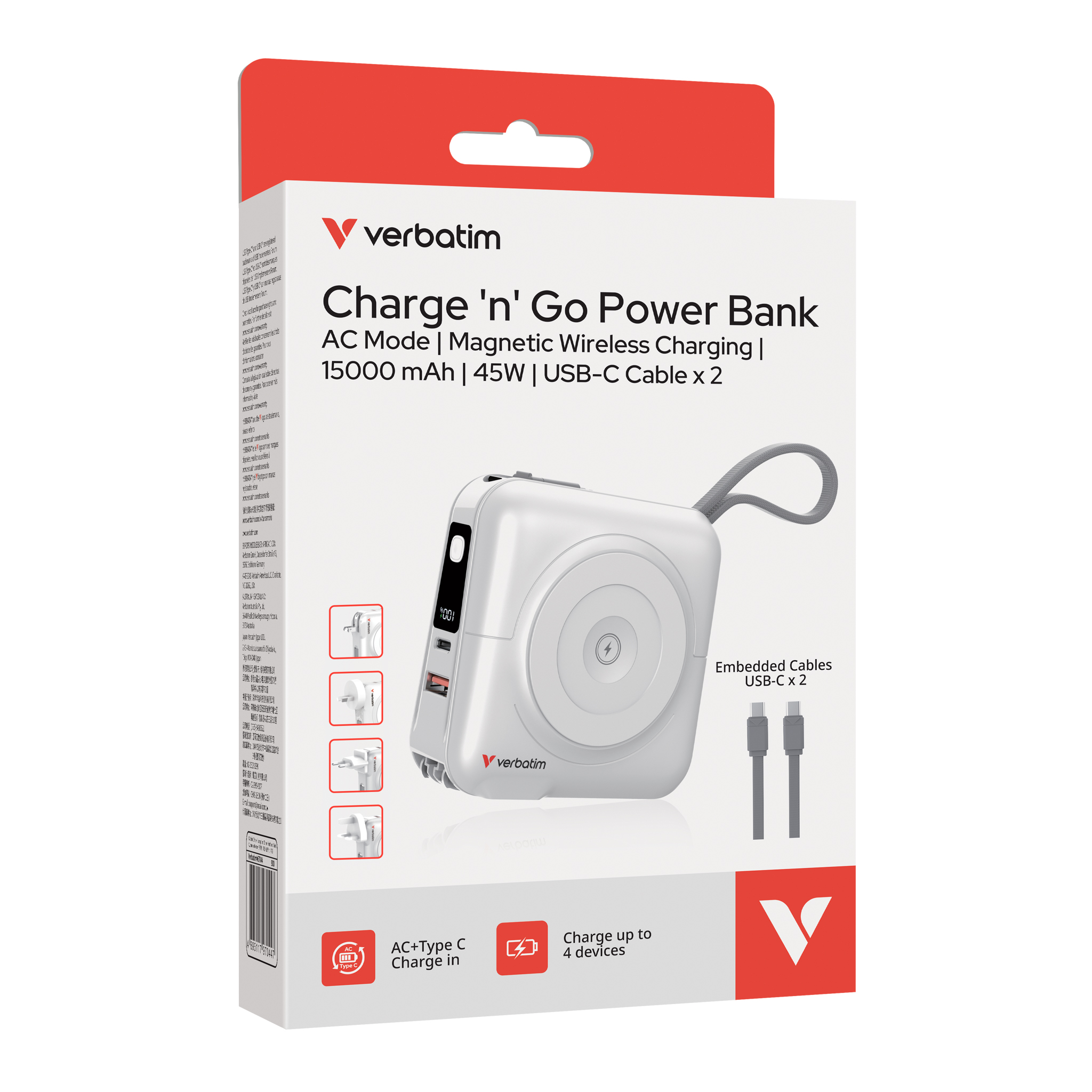 15000mAh Magnetic Wireless Charging Power Bank I USB-C Cable x 2 (*3C+BSMI Certification) - Image 6