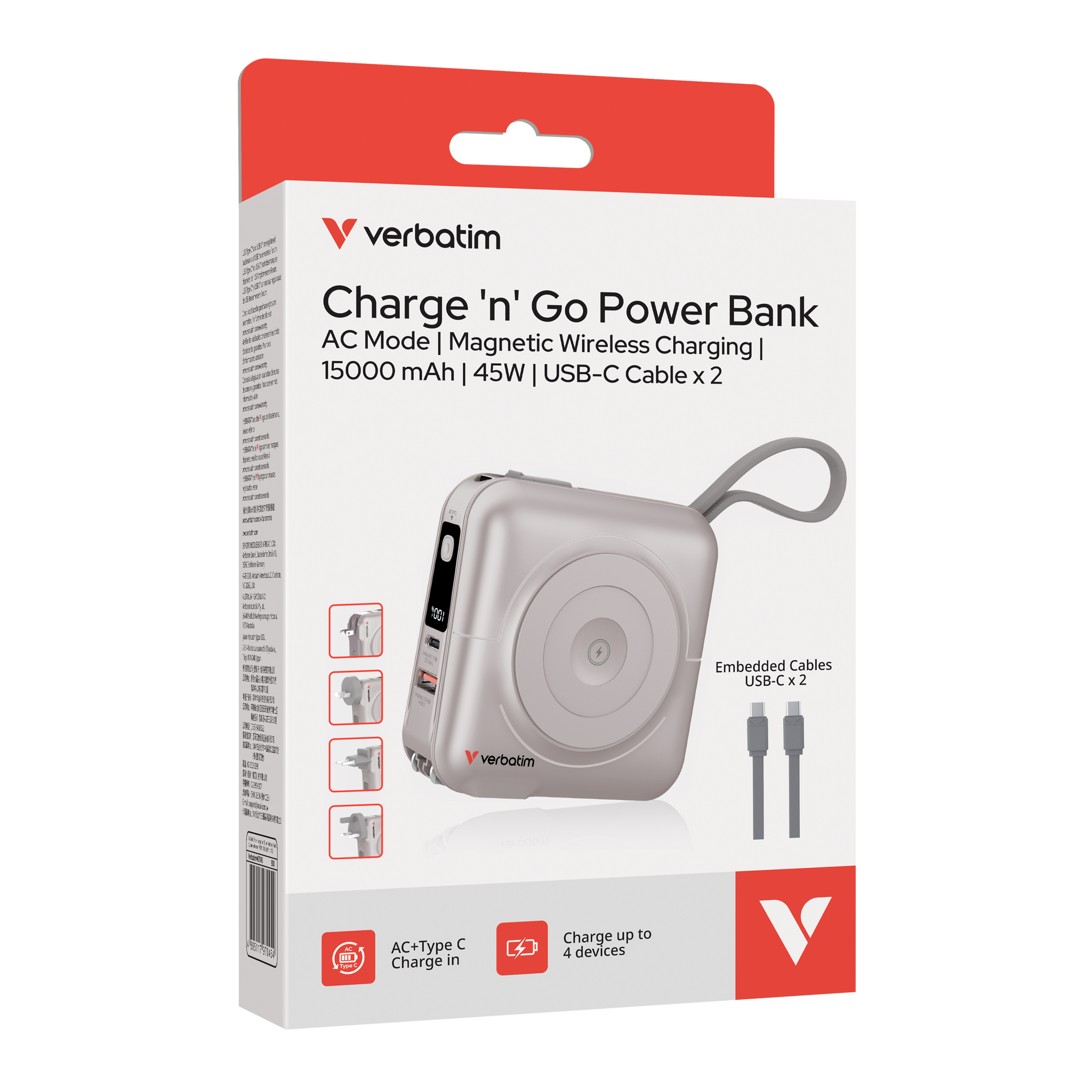 15000mAh Magnetic Wireless Charging Power Bank I USB-C Cable x 2 (*3C+BSMI Certification) - Image 9